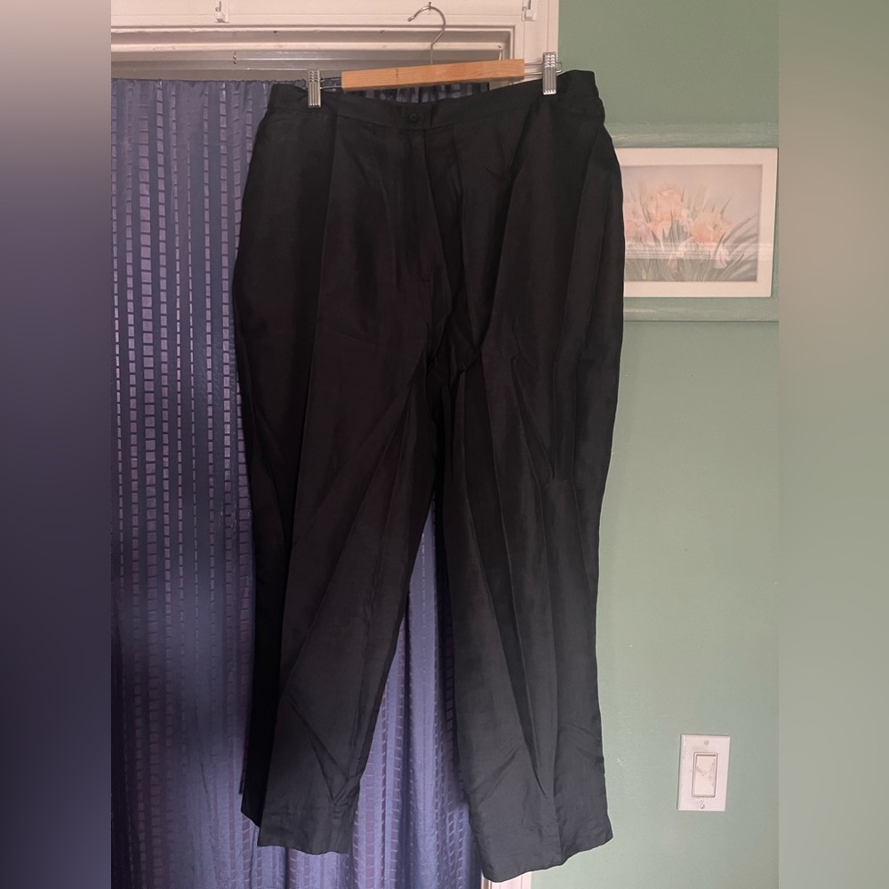 Roamans Womens Black Silk/Cotton Pants Sz H4 NWT